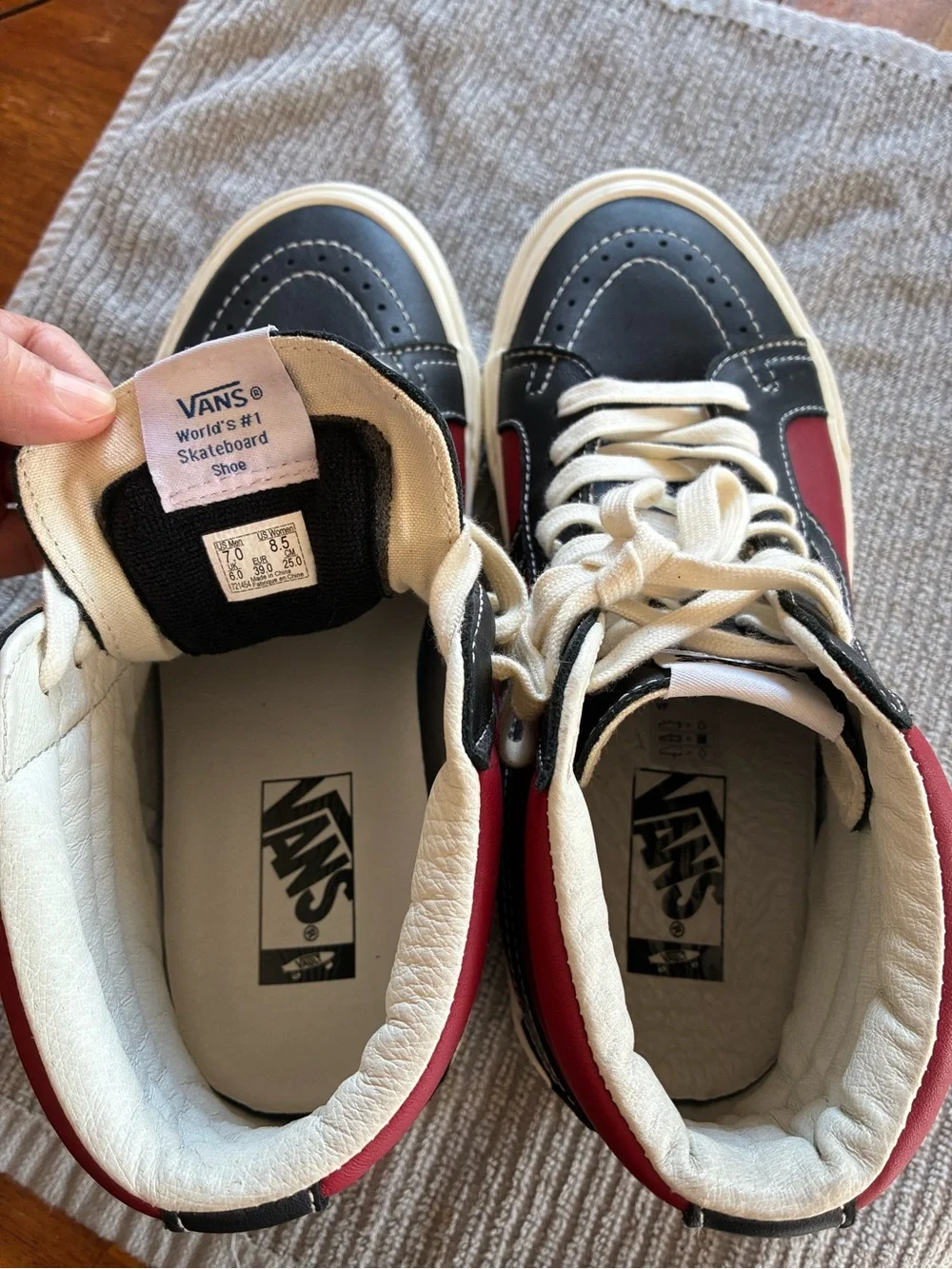 Vans High-Top Sneakers in Burgundy and Black with Cream Sole